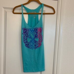DIXXON Women's Teal and Purple Graphic Tank Top